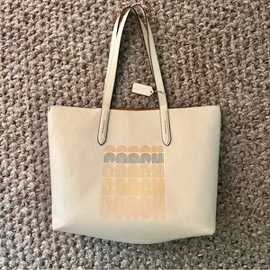 Coach Highline Leather cream tote bag Rainbow Pride from 2020 or 2021